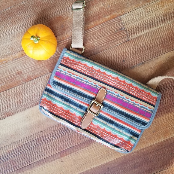 Fossil Handbags - Fossil Striped Messenger Bag Cross Body Purse